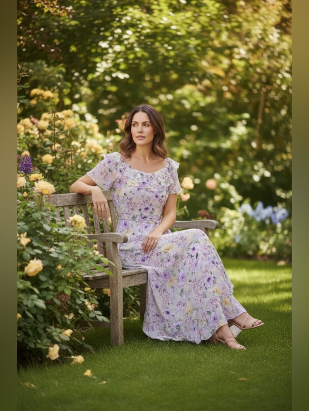 MELLODAY Pastel Floral Off-Shoulder Ruffle Maxi Dress
